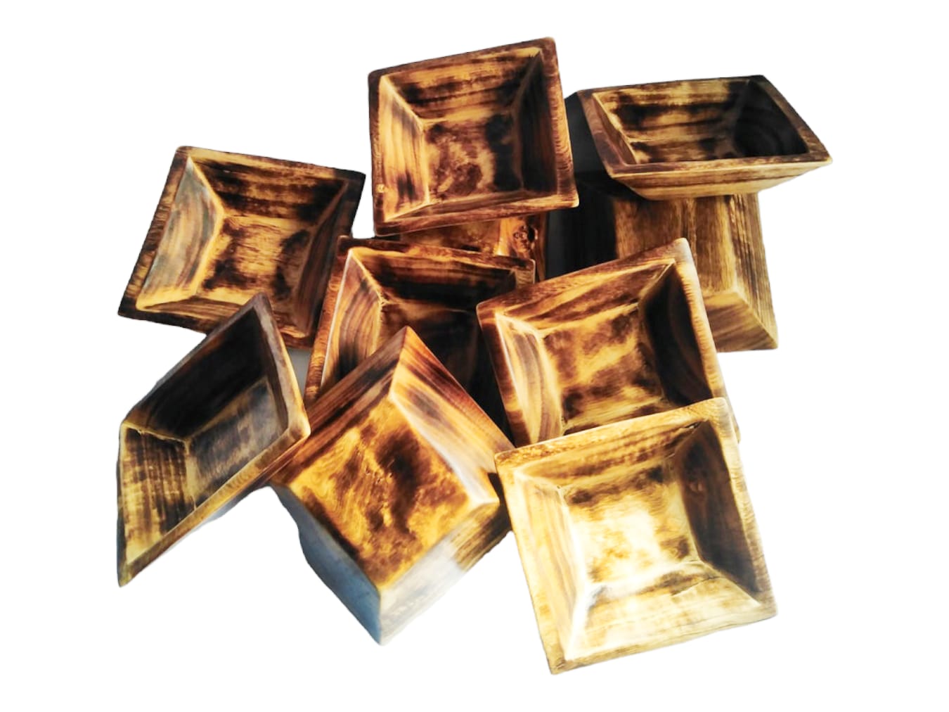 Stacked handmade wooden bowls